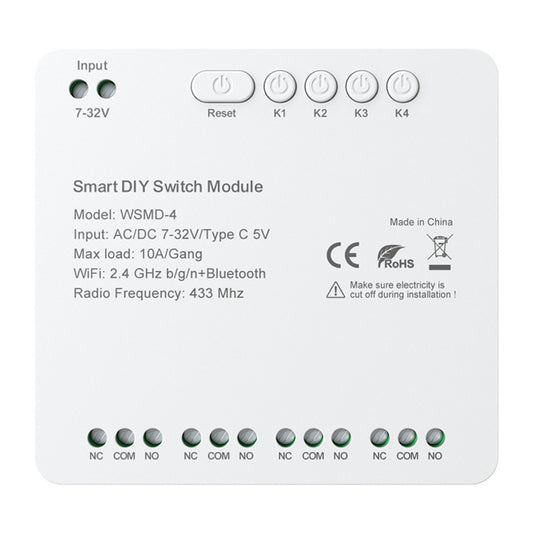 Avatto ZWSMMD-4 4 Kanal Zigbee Radio RF 433 Relais potentialfrei DC AC 7-32V