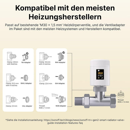 Sonoff TRV-ZBT Gen2 Zigbee 3.0 Smart Heizkörperthermostat Regler Radiator Valve
