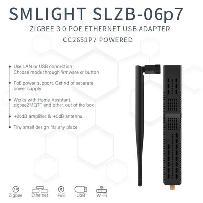 SMLIGHT SLZB-06p7U Zigbee PoE USB Wi-Fi Adapter Zigbee2MQTT ZHA Thread CC2652P7