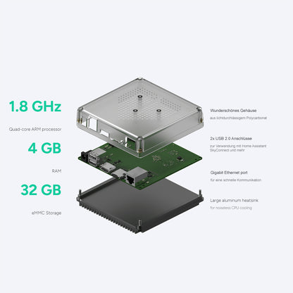 Home Assistant Green Smart Home Hub 2X USB, Gigabit LAN - opt. Connect ZWA-2
