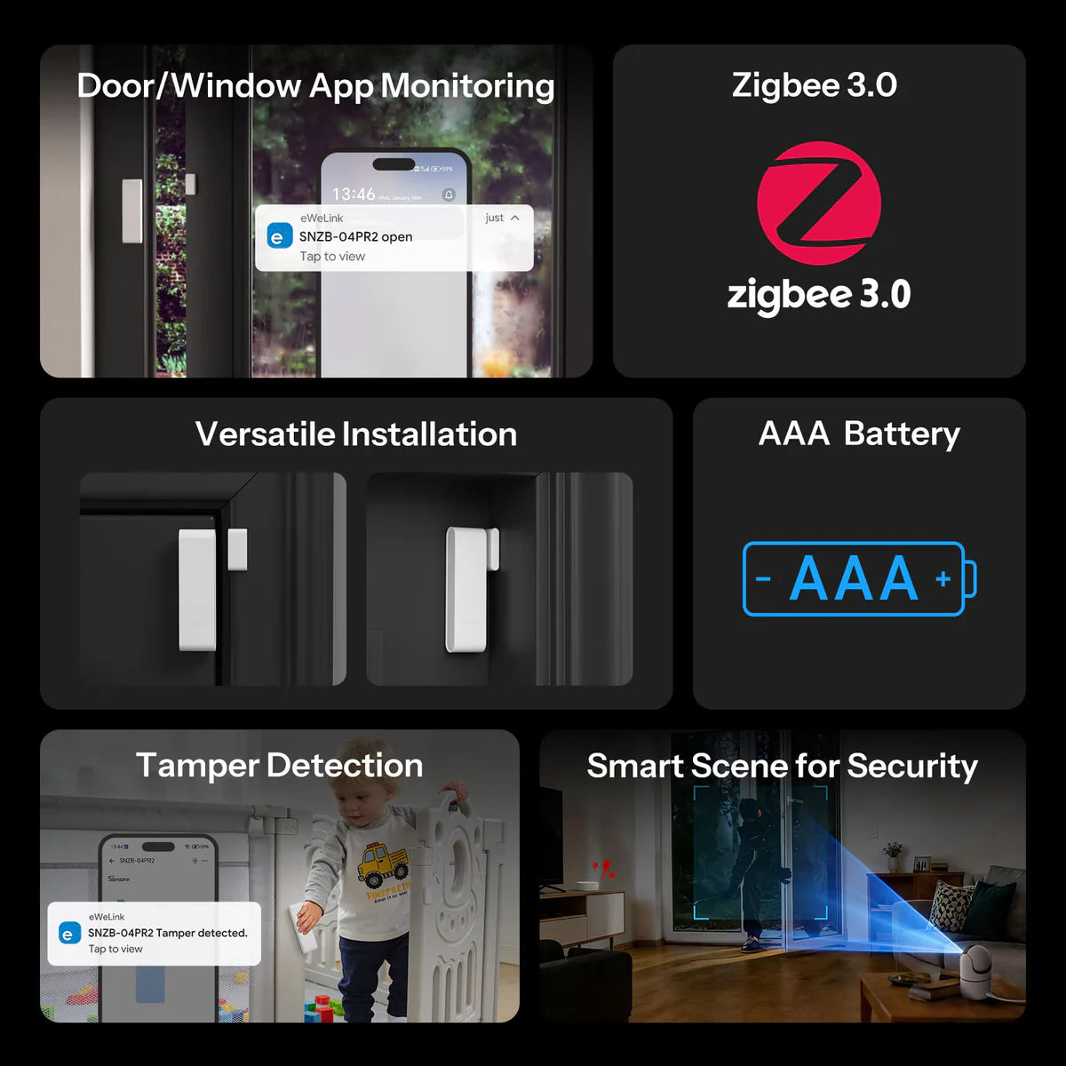 SONOFF SenseGuard DW Gen2 Zigbee Intelligenter Tür-/Fenstersensor SNZB-04PR2