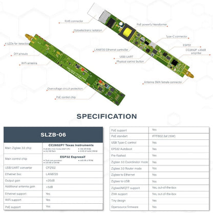 SMLIGHT SLZB-06p7U Zigbee PoE USB Wi-Fi Adapter Zigbee2MQTT ZHA Thread CC2652P7
