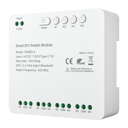 Avatto ZWSMMD-4 4 Kanal Zigbee Radio RF 433 Relais potentialfrei DC AC 7-32V