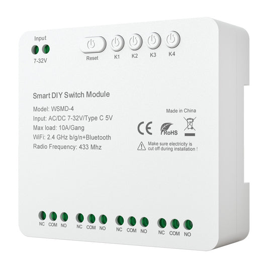 Avatto ZWSMMD-4 4 Kanal Zigbee Radio RF 433 Relais potentialfrei DC AC 7-32V