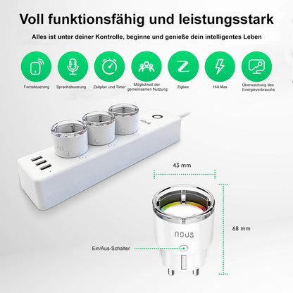 4X Nous A1Z 10A 2500W Verbrauchsmessung ZigBee 3.0 Smart Socket - Alexa - Google