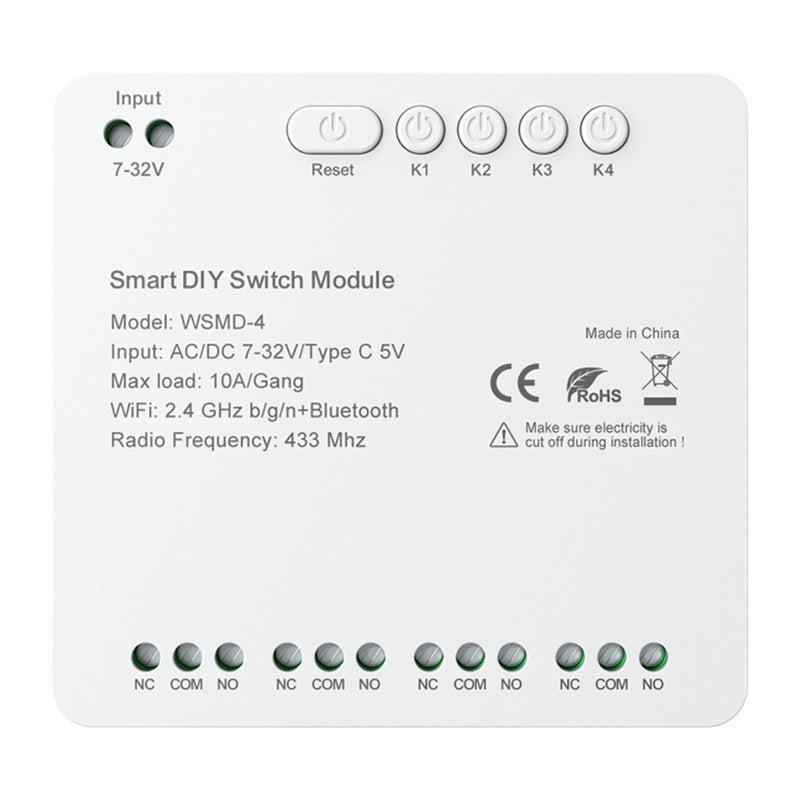 Avatto ZWSMMD-4 4 Kanal Zigbee Radio RF 433 Relais potentialfrei DC AC 7-32V