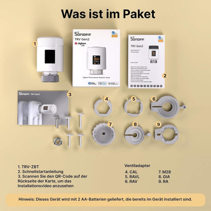 Sonoff TRV-ZBT Gen2 Zigbee 3.0 Smart Heizkörperthermostat Regler Radiator Valve